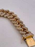 MEN'S 14K YELLOW GOLD AND DIAMOND CUBAN LINK BRACELET. CERTIFIED. OVER 135 GRAMS.