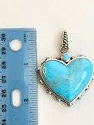 925 Sterling Silver CBARSE Heart Shape Turquoise Southwestern Style Design Pendant