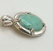 925 Sterling Silver Vintage Southwestern Style Turquoise Oval Shape Pendant