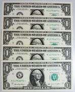 (5) Superb Crisp $1 2021 Star Replacement Notes Dallas-Consecutive!