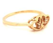 10kt Yellow gold double heart diamond ring