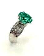 Stunning 14 kt White Gold Plate 5 Ct Rose Cut Simulated Paraiba Tourmaline Ring