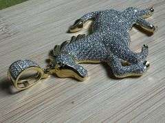 Two-Tone Gold & Silver Plated 925 Sterling Silver Iced Out Horse