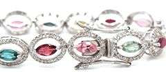Darling 7.4CTW Oval Marquise-Cut Multi-Color Tourmaline Gemstone & Diamond Bracelet in 14K White Gol