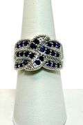 Stunning 14 Kt White Gold Plate 7 Cttw Simulated Midnight Blue Sapphire Ring.