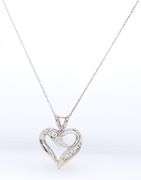10kt White Gold Open Heart Shaped Diamond Pendant on Chain