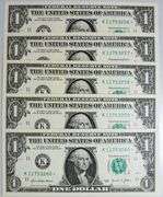 (5) Superb Crisp $1 2021 Star Replacement Notes Dallas-Consecutive!