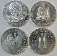 Gem SILVER 1987 & 2007 German 10 Marks and 2003 & 2005 10 Euros