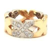 14kt Yellow gold 0.30ctw pave diamond X ring