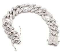 925 Sterling silver heavy link cubic zirconia bracelet