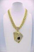 18 Kt. Gold Plate Royal Flush Pendant Necklace