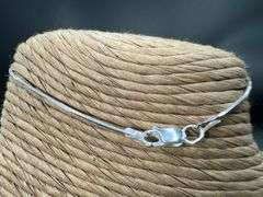 .925 Italian Sterling Silver 1mm Square Snake Chain Bracelet in 7 Inches