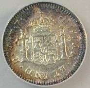 Scarce 1783 MO 1/2 Mexican Reale Near Mint Beautiful Rainbow Toning