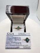 Very fine one Emerald ring in silver 14k gold plated with diamond accent