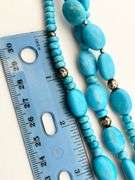 925 Sterling Silver Multi Strands Turquoise Beads With Silver Ball Accent Bracelet