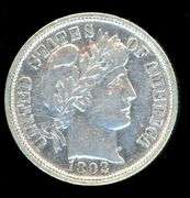 1892 Barber Silver Dime in AU Details