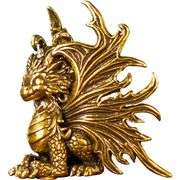 Solid Brass Sitting Dragon Collectible