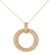 3.25ctw Pave Diamond Open Circle Pendant Necklace in 18K