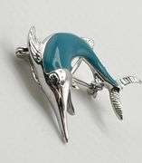 14KT White Gold Le Vian Blue Enamel Sworfish Brooch