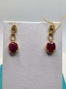 Magnificent pair earring of Ruby and diamond in Silver – GGA Certified