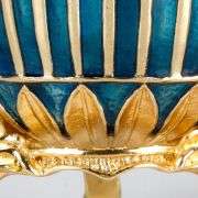 3.5" Crowned Fabergé Egg Replica Jewelry Box – Blue Enamel & Crystal