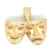 14kt Yellow gold Comedy and Tracedy charm pendant