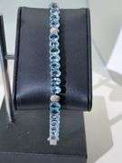 Fresh Blue Aquamarine Bracelet in Diamond Studded Silver
