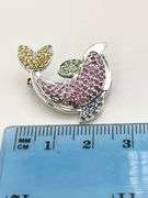 18KT White Gold Le Vian Multi Color Gem Stone Dolphin Brooch