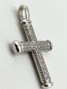 14KT White Gold Large Full Pave Natural Diamond Cross