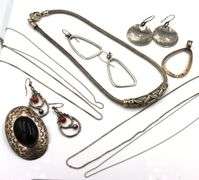 Heavy Vintage 925 sterling silver group lot of miscellaneous jewelry