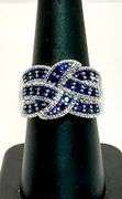 Stunning 14 Kt White Gold Plate 7 Cttw Simulated Midnight Blue Sapphire Ring.