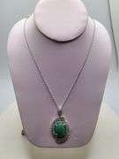 Magnificent Emerald and diamond in Silver Necklace– GLA Certified