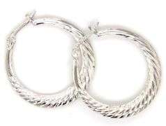 14kt White gold Sculpted hoop earrings