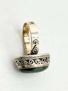 925 Sterling Silver Green Turquoise With Intricate Scrollwork Setting Details Ring