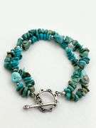 Vintage 925 Sterling Silver Double Strand Turquoise Chip Bracelet