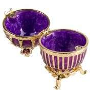 3.5" Crowned Fabergé Egg Replica Jewelry Box – Purple Enamel & Crystal