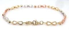 14kt Tri color gold Infinity link station bracelet
