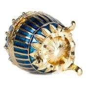 3.5" Crowned Fabergé Egg Replica Jewelry Box – Blue Enamel & Crystal