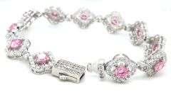 925 Sterling silver flower link cubic zirconia bracelet