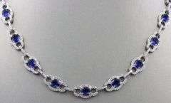 925 Sterling silver oval blue cubic zirconia and white cubic zirconia necklace