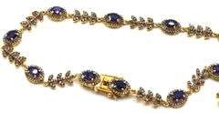 Fabulous 8.00CTW Blue Sapphire & 3.52CTW Diamond Necklace in 14K Yellow Gold Over Sterling Silver