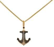 Effy 0.73ctw Black and White Diamond Anchor Pendant Necklace in 14K