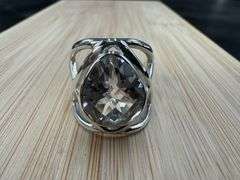 Sterling Silver Clear Crystal Ring Size 6