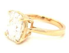 14kt Yellow gold 4.70ct cushion brilliant lab grown diamond engagement ring