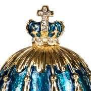 3.5" Crowned Fabergé Egg Replica Jewelry Box – Blue Enamel & Crystal