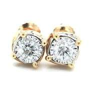 14kt Yellow gold 1ctw diamond stud earrings w channel around base earrings