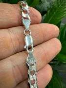 Men's 7mm Solid .925 Sterling Silver Flat Figaro Chain Link Italy Bracelet 7" inch
