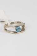 Sterling Silver Natural Blue Topaz Gemstone Ring Size 6
