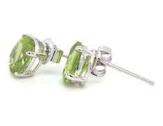 14kt White gold oval peridot stud earrings