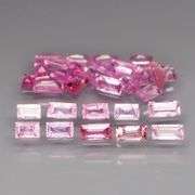 Baguette cut! 3.53ct set of Sapphires with candy pink hues!